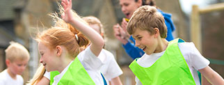 Children in a sports lesson