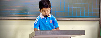 Young person at a podium